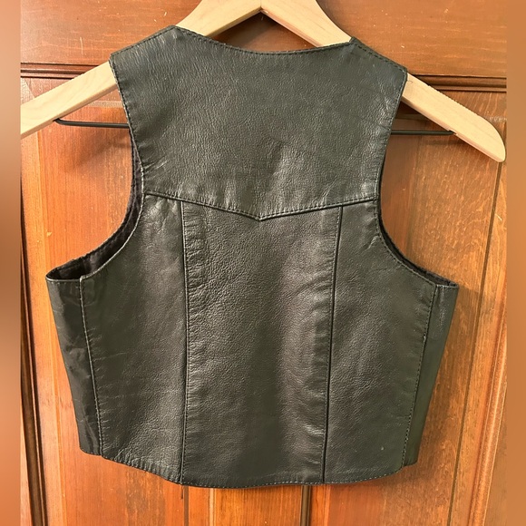 UNIK Black Real Leather Motorcycle Vest with Silver Buttons. Size M - Picture 6 of 6